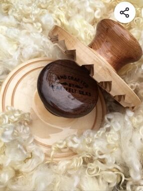 Palm Washboard Tool HeartFelt Silks wet felting Tool Wooden Handmade Wool 5"